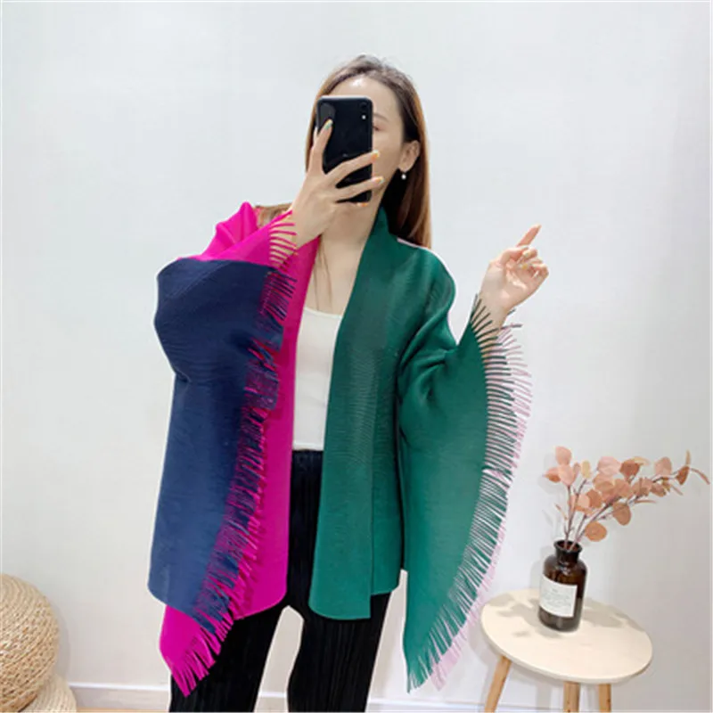 

Miyake плиссированные ветровка куртка, модная шаль, свободный и удобный; 2021 Новая летняя рубашка, пропускающая воздух, женская верхняя одежда
