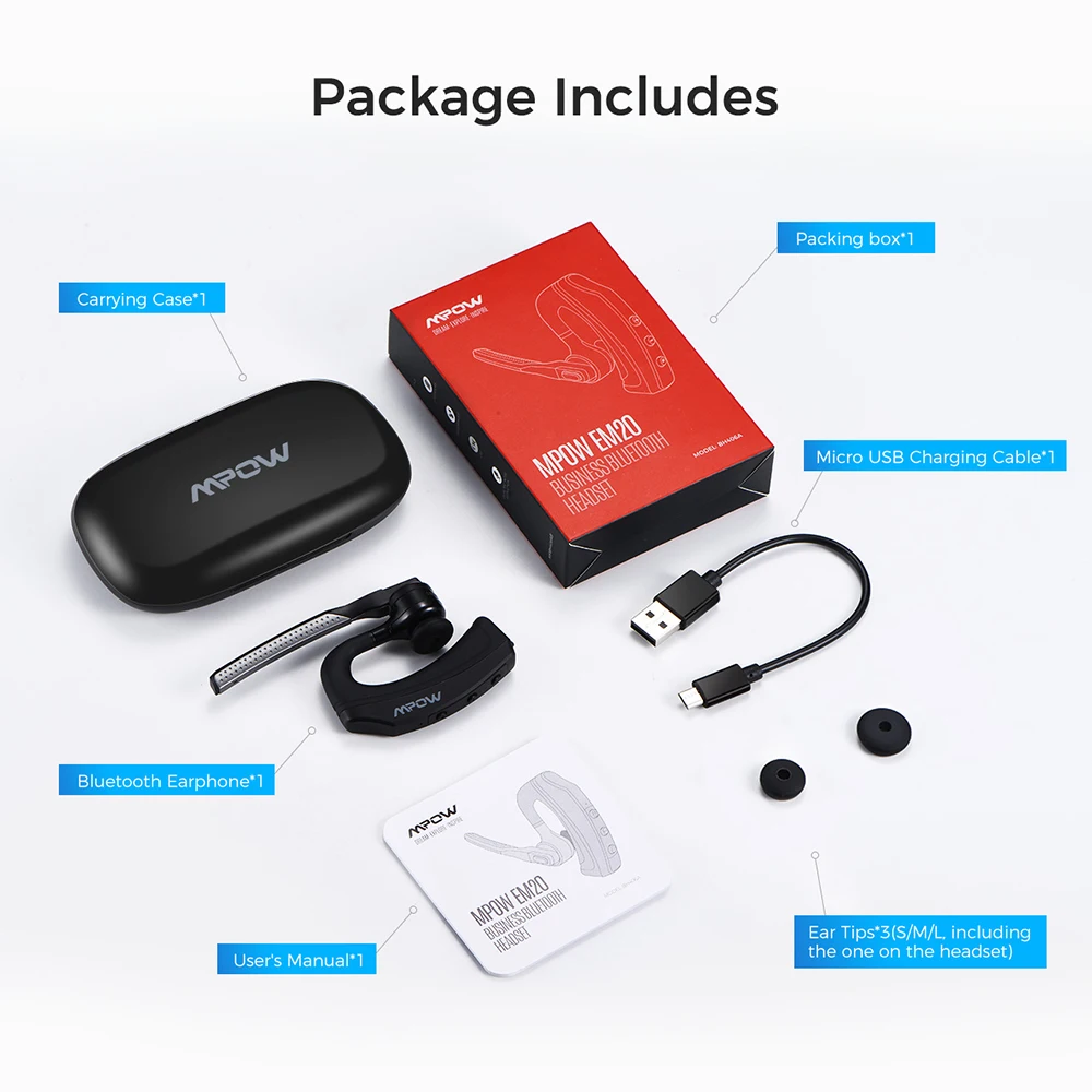 Mpow EM20 Bluetooth наушники с одним дизайном 10 часами воспроизведения Беспроводные