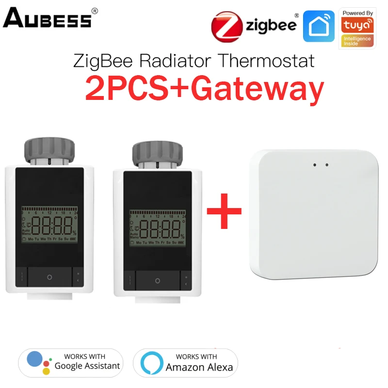 

AUBESS Tuya Smart ZigBee Radiator Actuator TRV Programmable Thermostatic Radiator Valve Temperature Controller Support Alexa