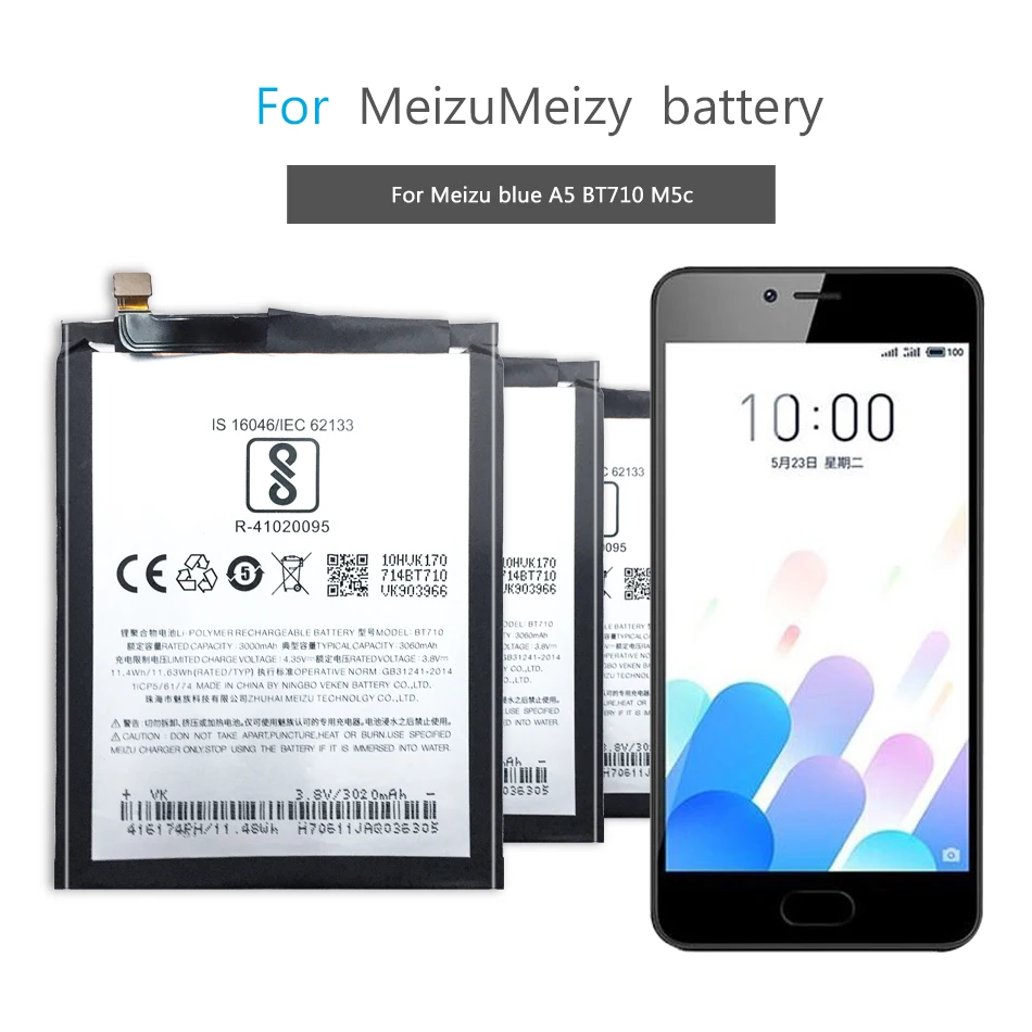 

BT710 3060mAh Battery For Meizu Blue A5 BT710 M5c M710M M793Q Battery