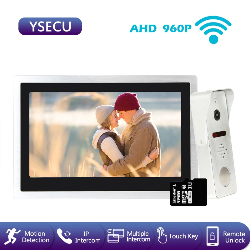 YSECU 10 ''AHD 960P Wi Fi видео телефон двери Беспроводной домофон для сенсорных
