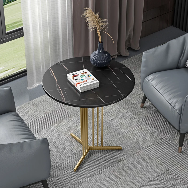 

Modern minimalist round petite table Nordic living room furniture rock board coffee table light luxury creative sofa side table