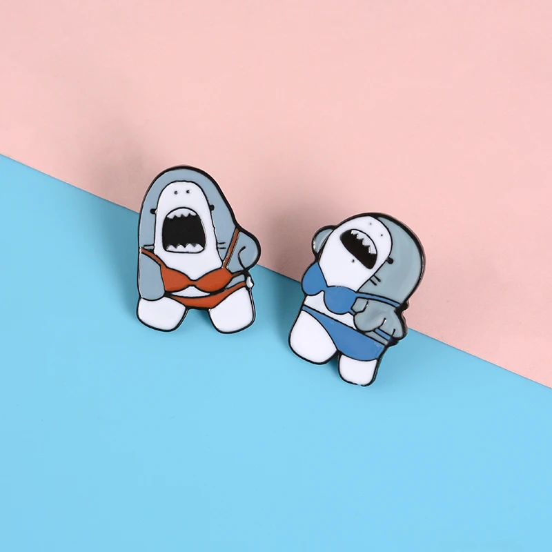 Гуманоидные женские заколки акулы крик Япония сумо борец Броши сумка с меткой