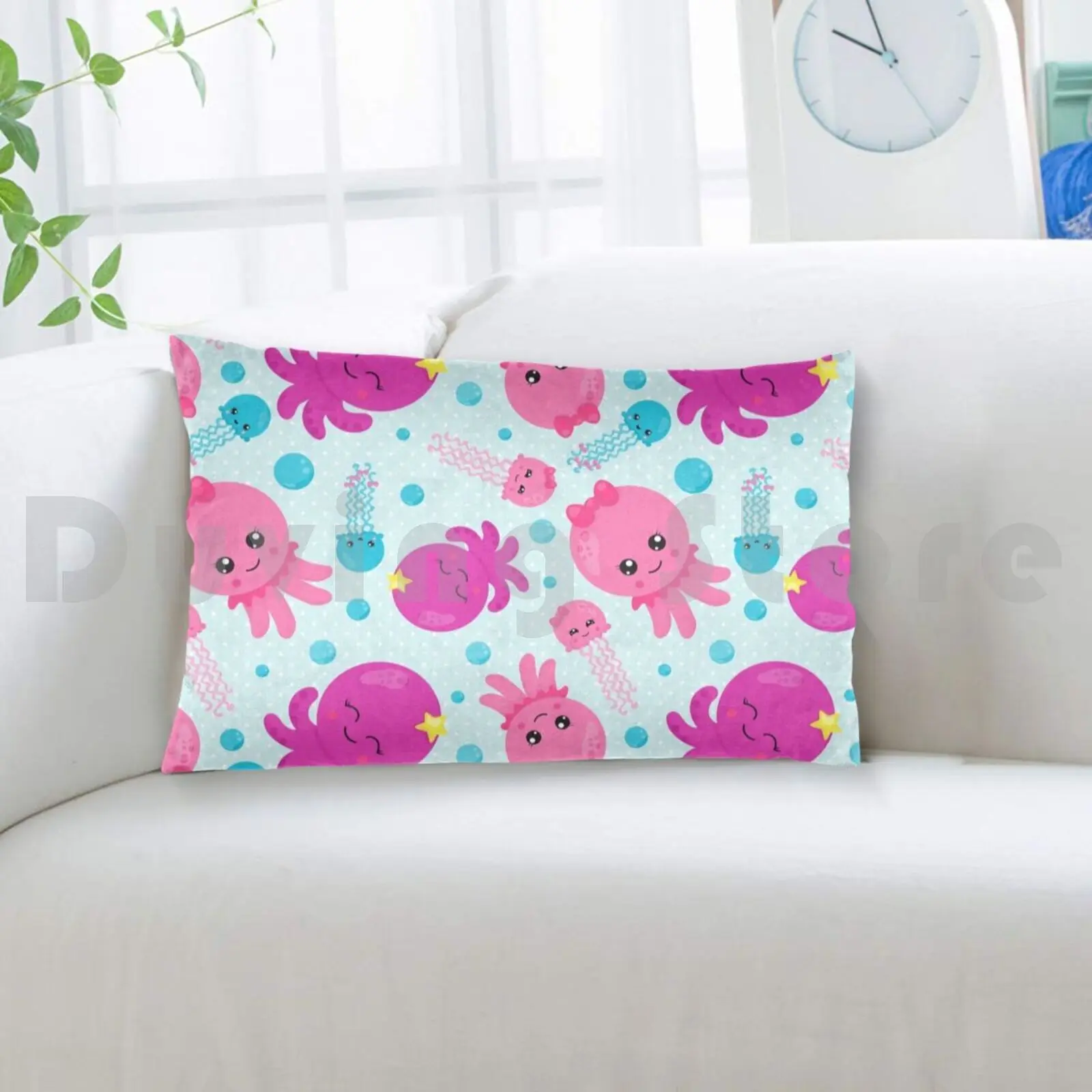 Милый осьминог розовый и голубой