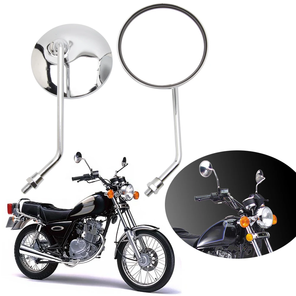 

10mm Motorcycle Rearview Mirror Scooter BackSide Mirrors Chrome Electric Car Reflective Universal For Honda Shadow Suzuk