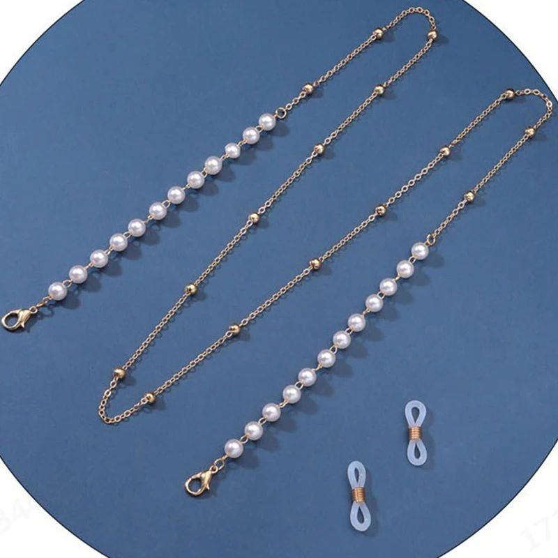 

2021 Fashion Sunglasses Chain Mask Hanging Chain Bohemian Rose Flower Disc Pearl Glasses Chain Mask Holder New Jewelry For Women