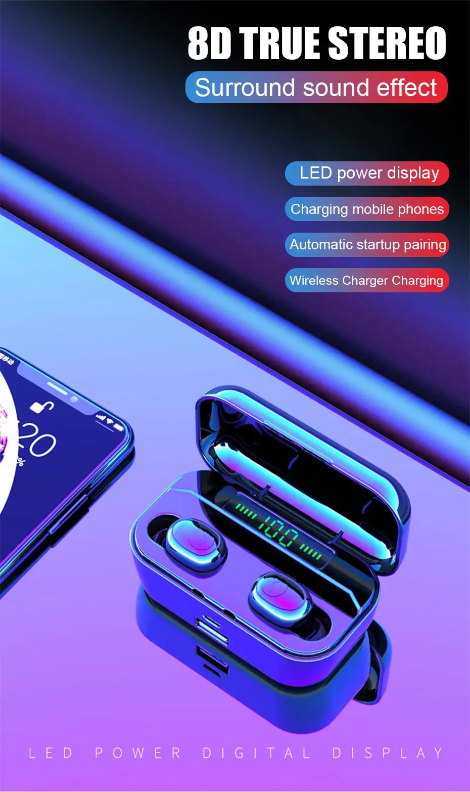 Для huawei Honor 20 9X Pro 8X Max V20 V10 10 Lite 9 8 8A 8C двойные наушники Bluetooth Беспроводные наушники с зарядным устройством+ микрофон