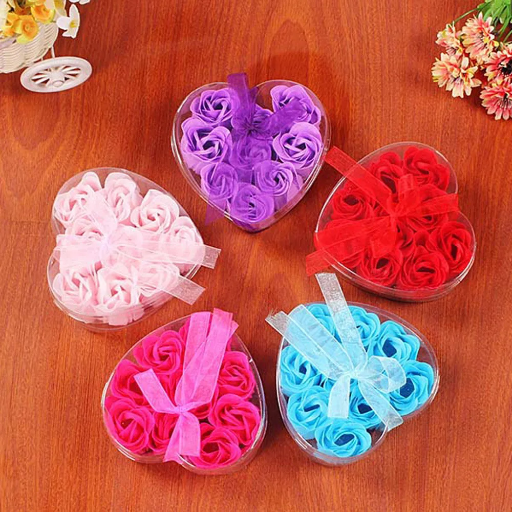 Практичный 9 шт. сердце Ароматические ванны тело в виде лепестков розы мыло