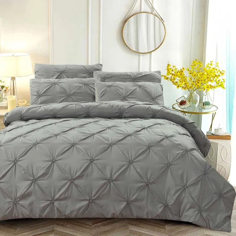 grey Роскошный Черный пододеяльник Pinch Pleat Brief постельный комплект queen King size 3 шт. Комплект постельного белья набор пододеяльников с наволочкой - Цвет: grey