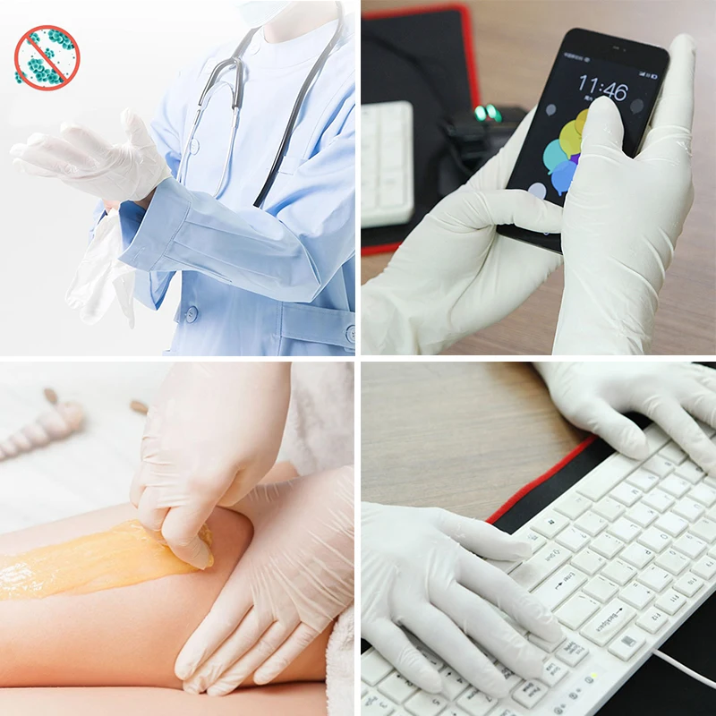 

100pcs Disposable Latex Gloves Cleaning Gloves Laboratory Rubber Gloves for Dishwasher Kitchen Work Garden Scrubbing Homehold