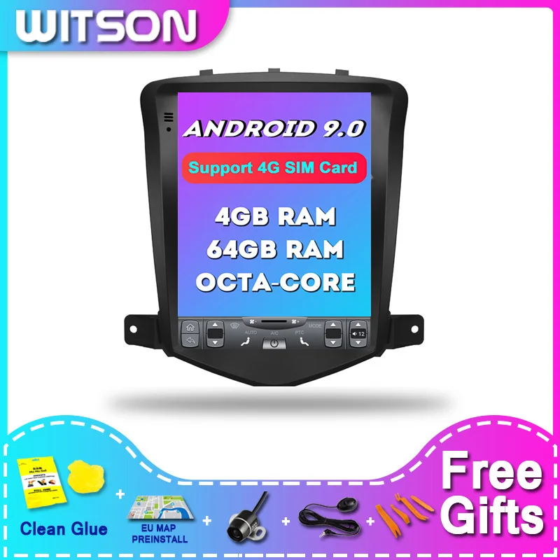 Автомобильный DVD плеер WITSON TESLA с вертикальным экраном Android 9 0 для CHEVROLET CRUZE 2008 2011 4