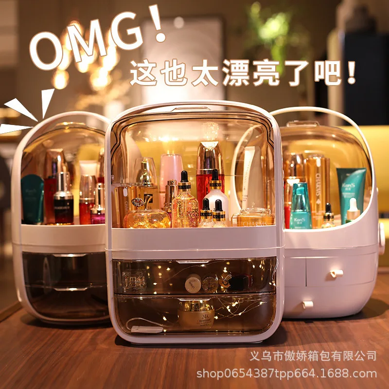 

Fashion New Makeup Organizer Large Capacity Waterproof and Dustproof Bathroom Cosmetic Storage Box Desktop Beauty Storage Drawer