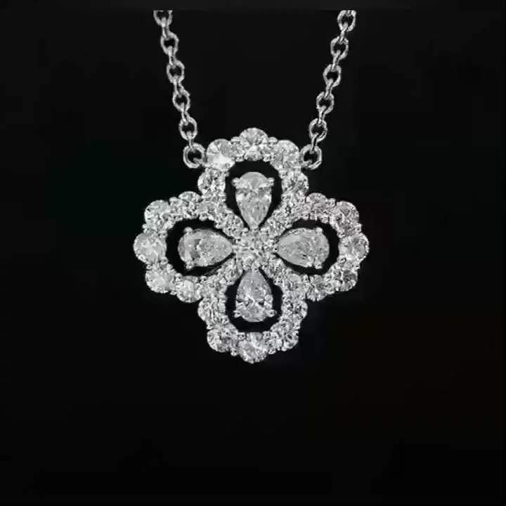 

2021 new 925 sterling silver four-leaf clover necklace pendant full diamond clavicle chain mother's day gift wholesale wholesale
