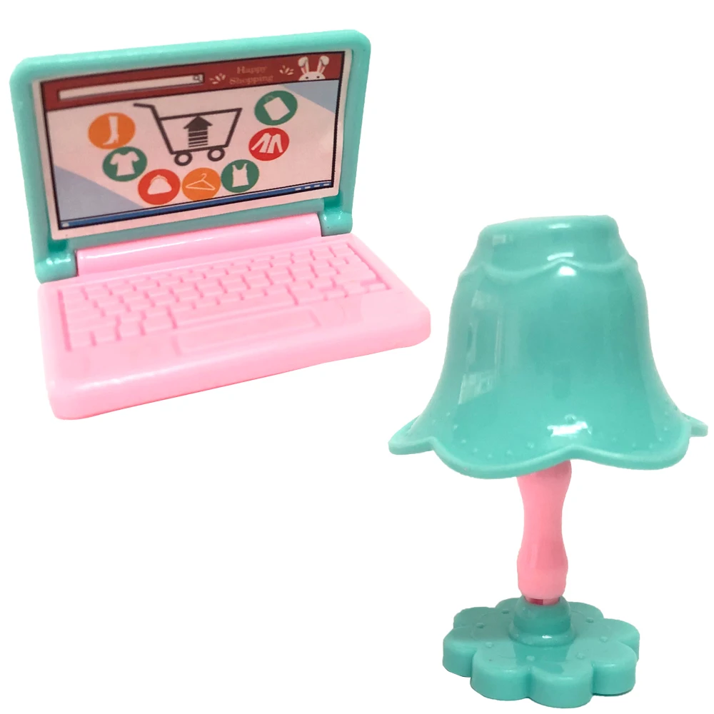 

NK 1 Set Princess Plastic Office Learning Desk Lamp Computer Tools Home For Barbie Accessories Doll Best Child Girl Gift Toy