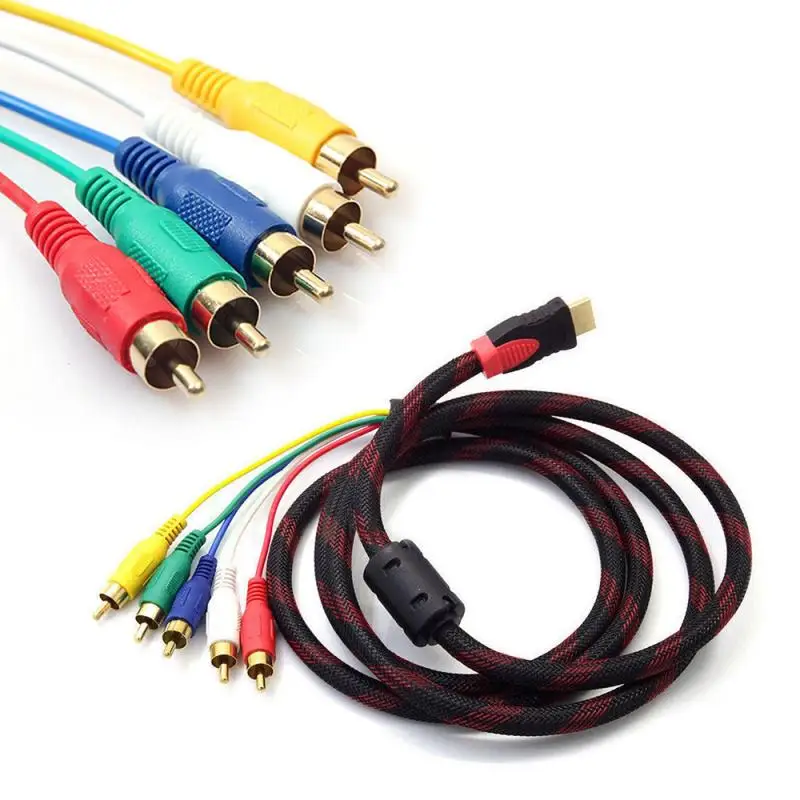 

1PC RCA AV Audio Video Component Cable Full HD 1080P HDMI-compatible Male To 5 RCA RGB Audio Video AV Adapter Component Cable