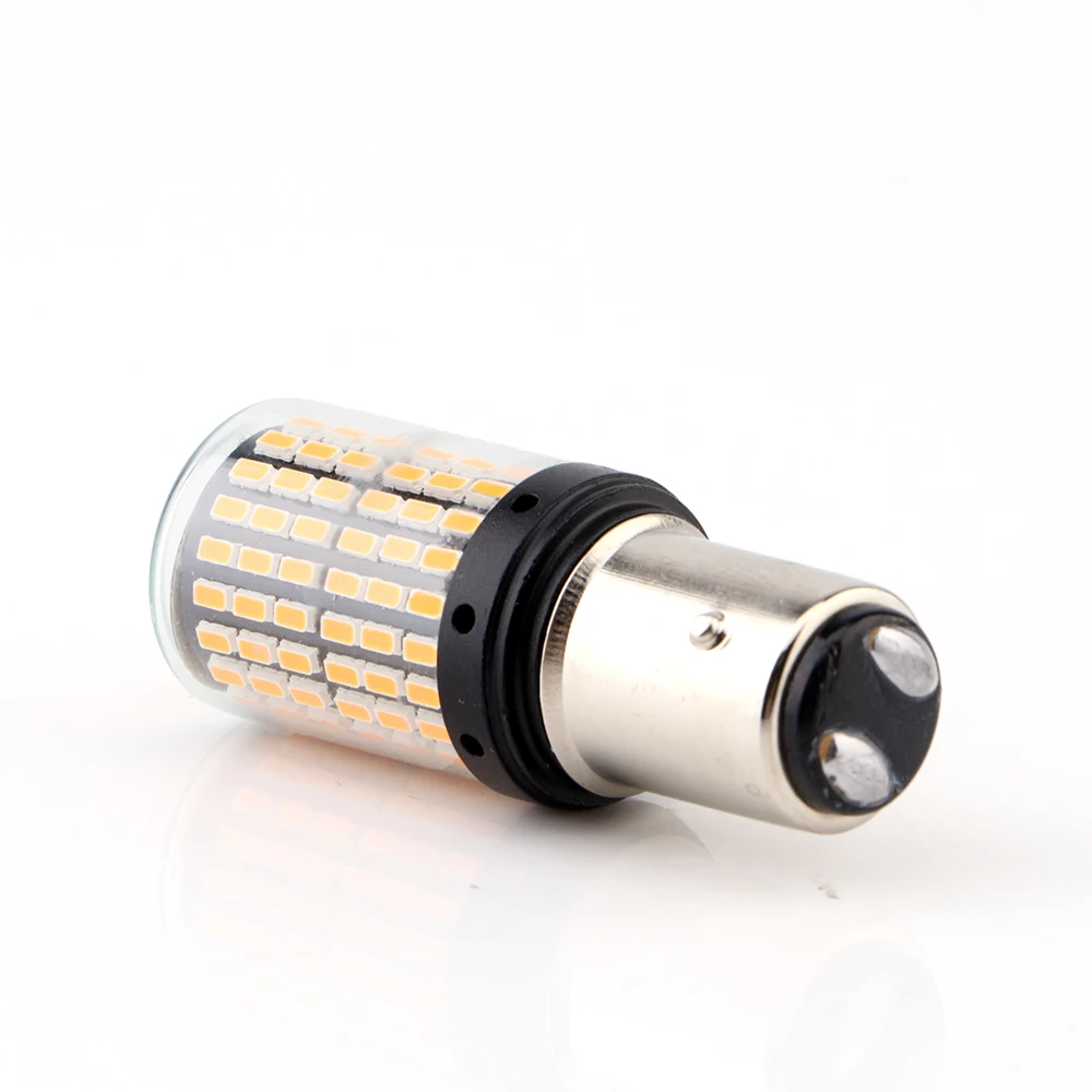 YM E-Bright 2 шт. 1157 BAY15D P21/5 Вт бесполярности светодиодный Canbus 3014 144 SMD Нет Ошибка Hyperflash автомобильного стоп-сигналы 12V Янтарная белого и красного цветов