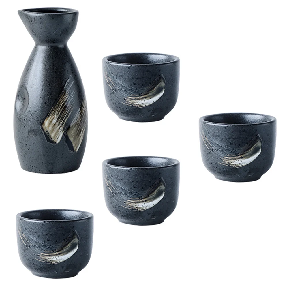 

1 Set of Ceramic Sake Pot Novel Cups Practical Serving Holders