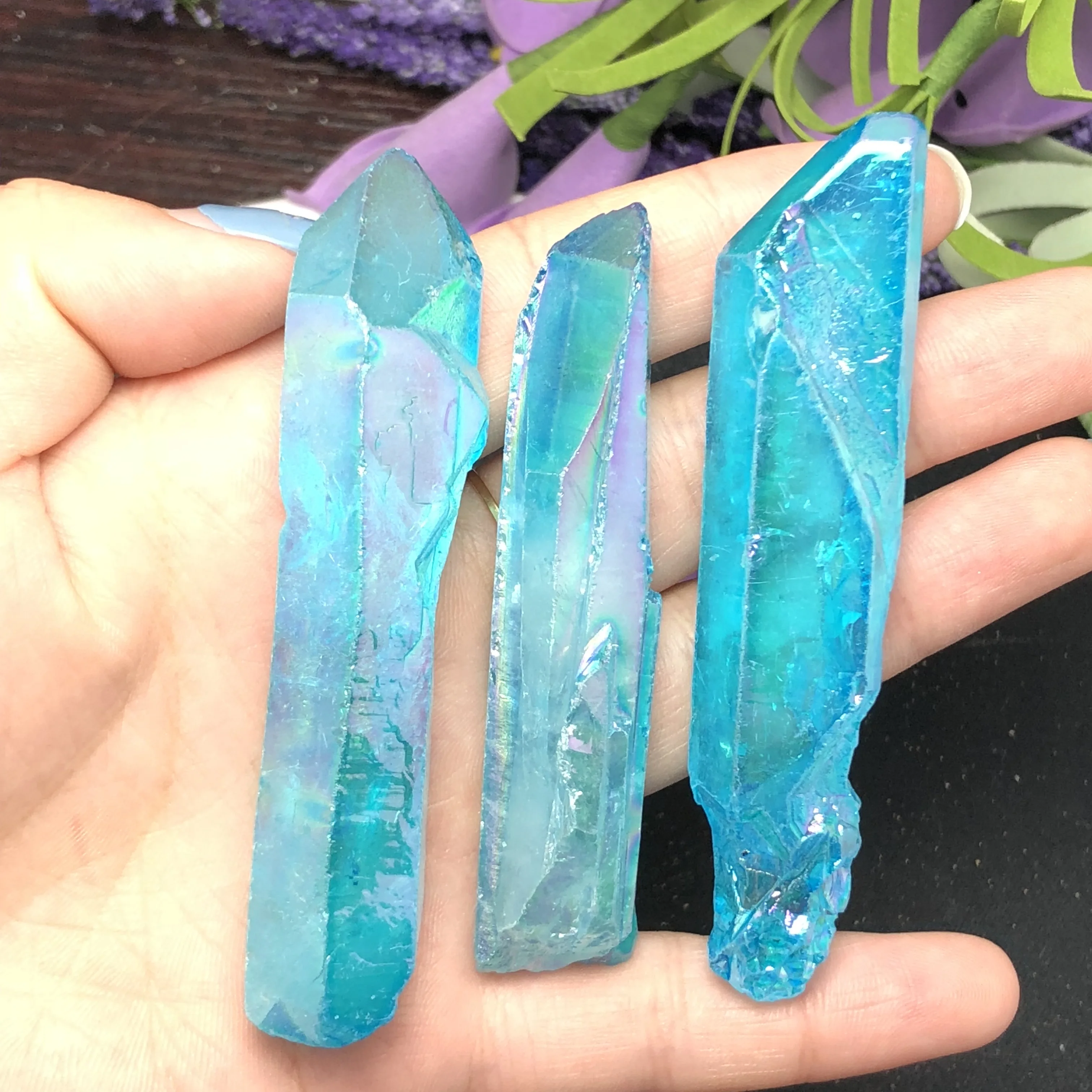 

3Pcs Natural crystal flower cluster crystal mineral chakras stone carvings healing reiki decoration