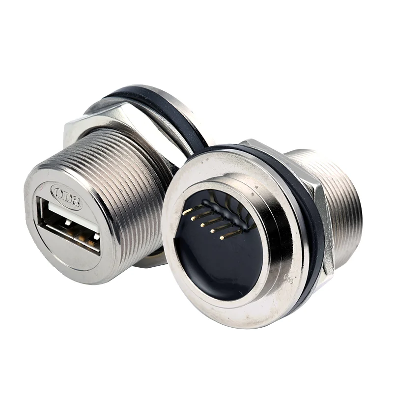 

Металлический водонепроницаемый разъем M20 USB2.0, 4-контактный разъем Ethernet для передачи данных, с USB-разъемом, Панельное крепление, гнездовой разъем IP67