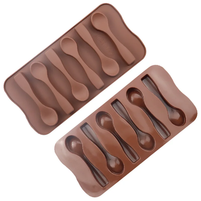 6 Spoons Shaped Chocolate Mold Food Grade Silicone Ice Trays Mould | Дом и сад