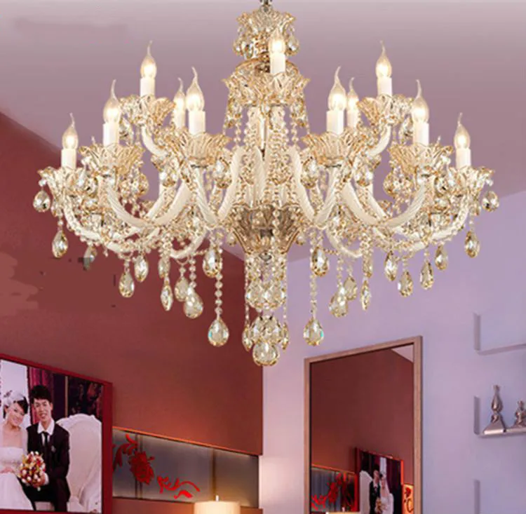 S Champagne Crystal Chandelier For Bedroom Hotel Villa Dining Room Light Lustres