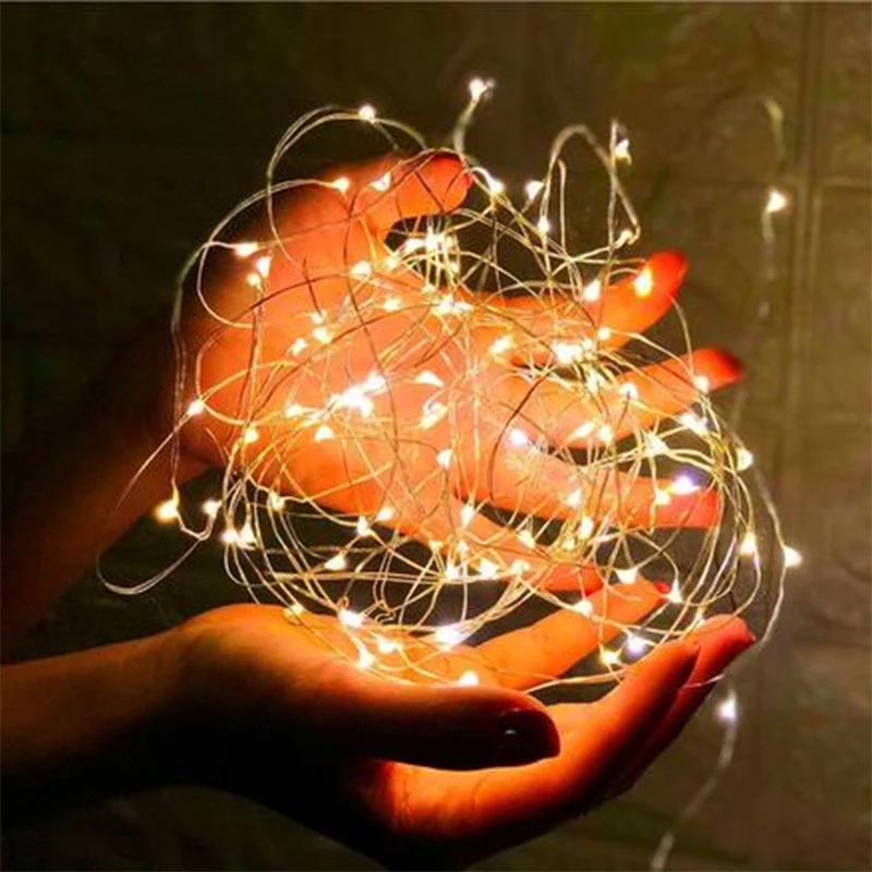 1 10 м домашний Декор светодиодные гирлянды на батарейках медные провода