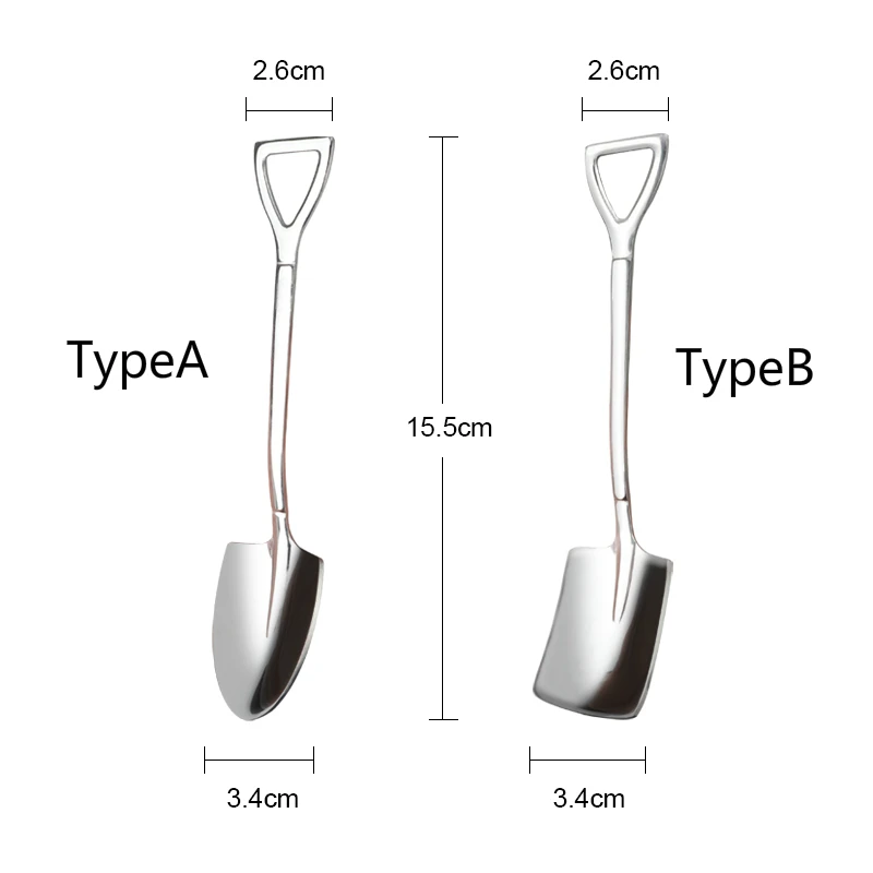 

Stainless Steel Iron Shovel Spoon Coffee Ice Cream Spoon Retro Cute Square Head Spoon Kitchen Gadget