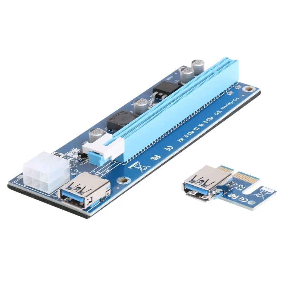 

PCI Express 1X to 16X Extender Graphic Riser Card 6Pin Power Adapter Cord Cable Converter for Bitcoin Miner Mining