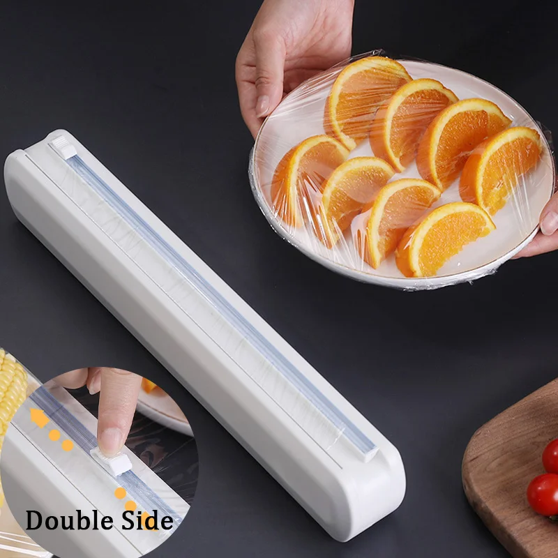 

Adjustable Food Wrap Dispenser Foil Cling Film Cutter Wrap Dispenser Plastic Sharp Cutter Storage Holder Kitchen Tool