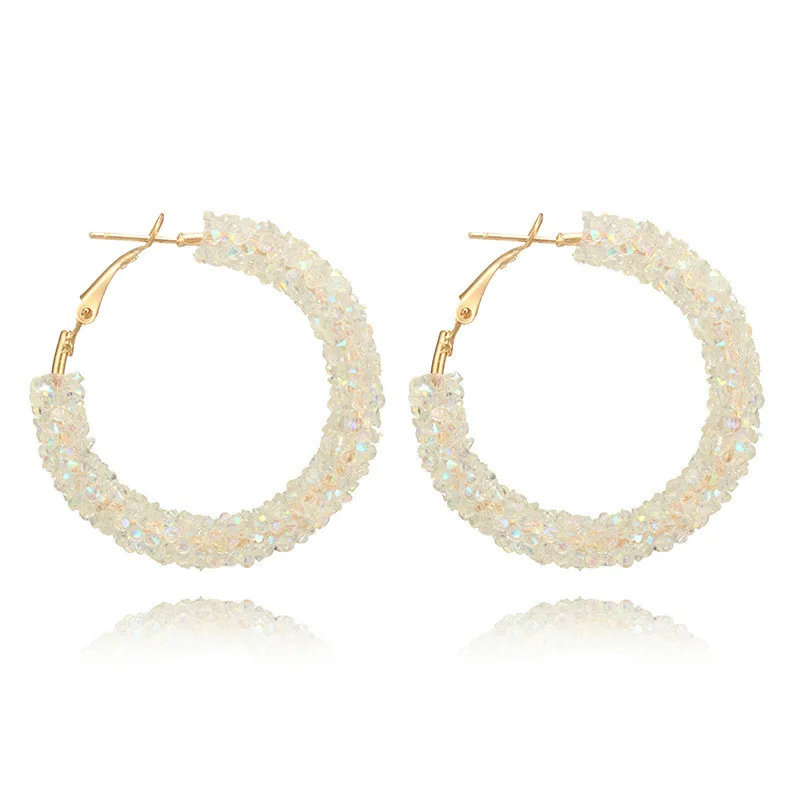 

New Fashion Simple Personality Retro Exaggerated Female Circle Crystal Earrings