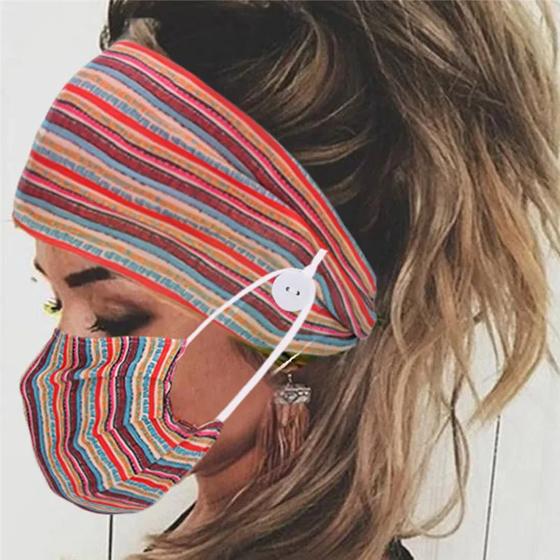2 шт. набор для волос в полоску с цветочным принтом Женская Пылезащитная маска на