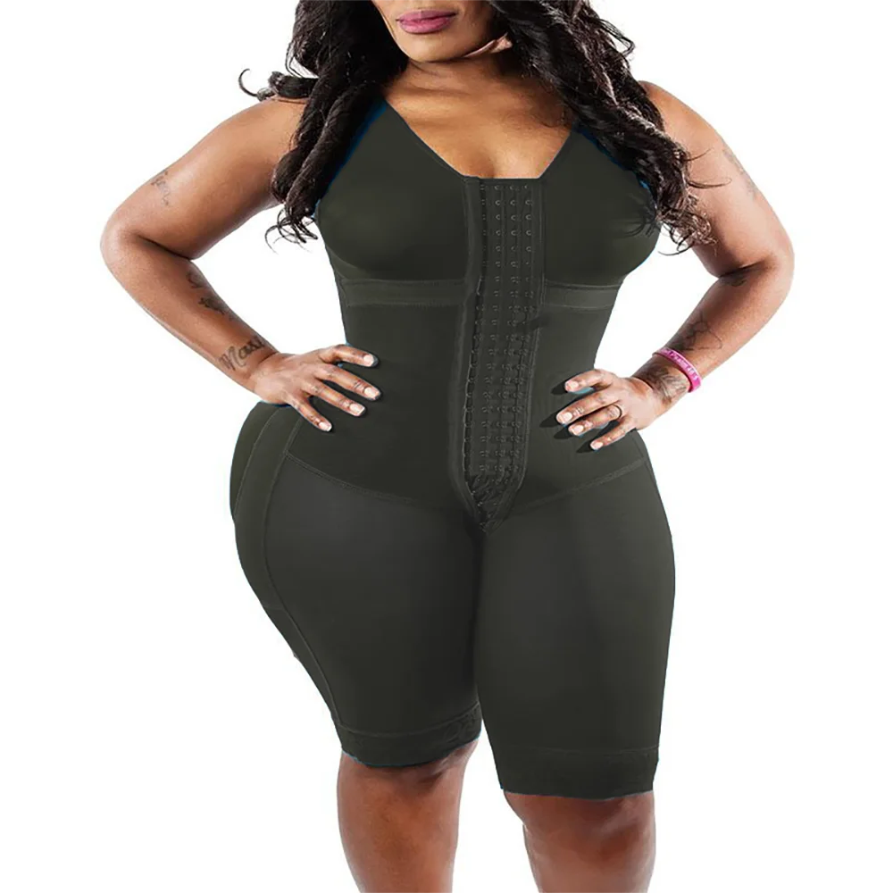 2020 Vrouwen Postoperatieve Shapewear Effen Kleur Nieuwe Breasted Een Stuk Hoge Compressie Faja Beha Taille Trainer Afslanken