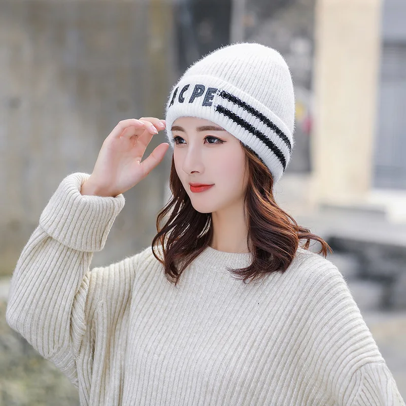 Женская шапка Beain тёплые вязаные шапки шерсть зима осень Skullies Beanie hat Женские однотонные черные женские уличные шапки