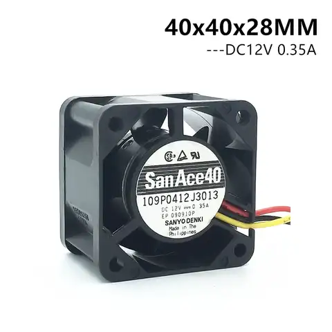 Вентилятор для сервера San Ace 40/4 см, 4028 дюйма, 40 х40х28 мм, 12 В, 0,35 А, 3pin, 109P0412J3013