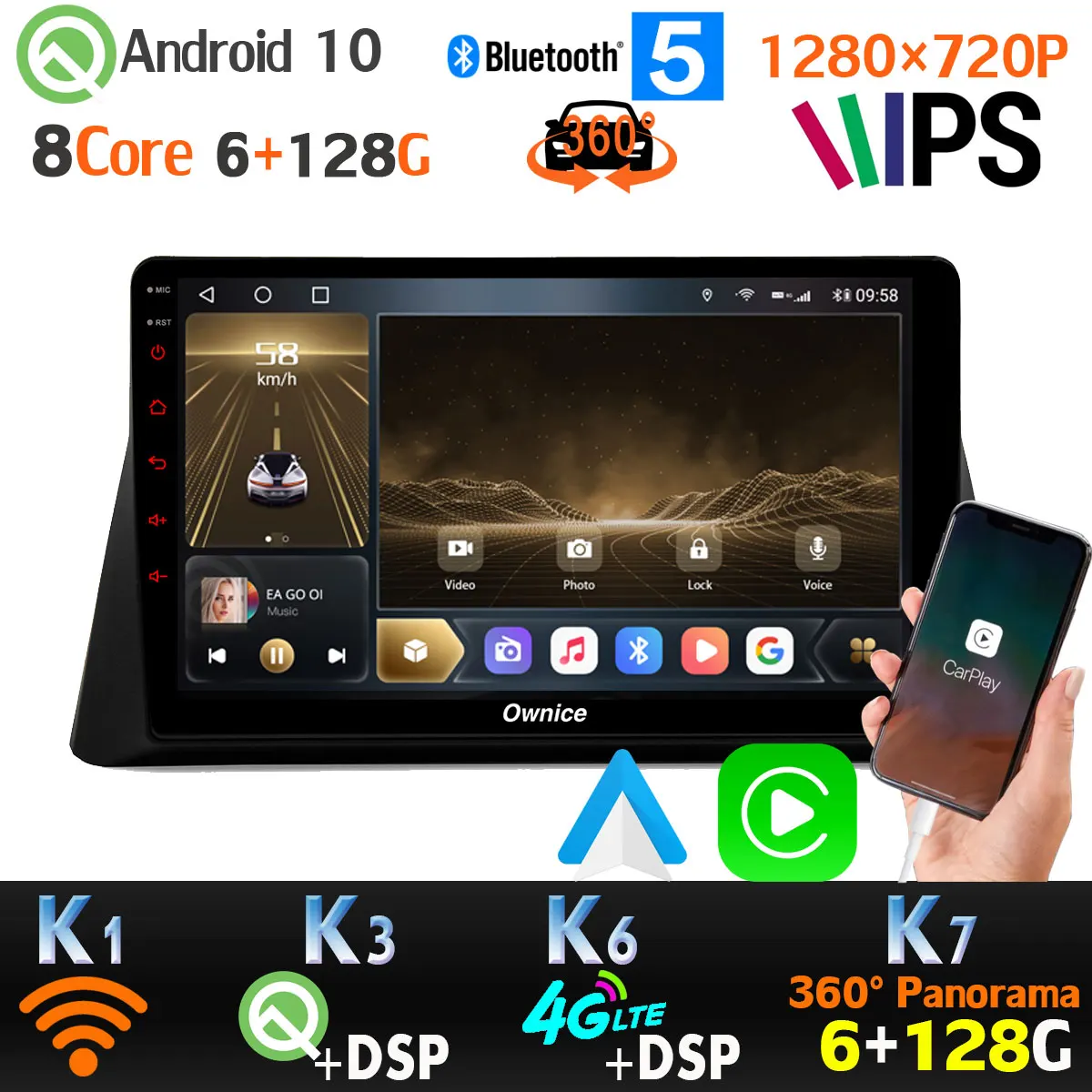 6G + 128G 360 панорамная камера 1 din Android 10 DSP SPDIF CarPlay Автомобильный GPS радиоплеер для Honda