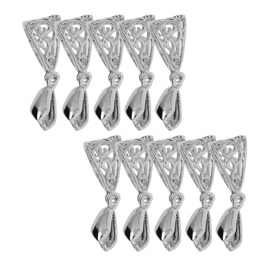 

20x Metal Pinch Bails Filigree Pinch Clip Necklace Charms Pendants Connector