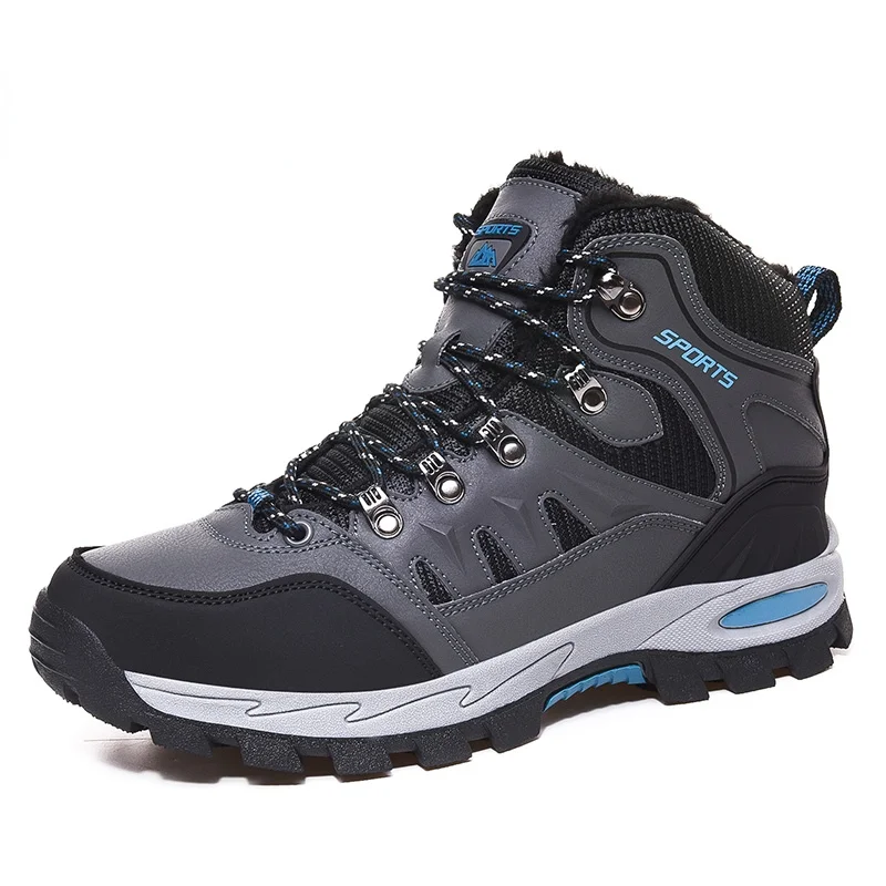 

Men Winter Brand Snow Boots Waterproof Leather Sneakers Super Warm Men's Boots Outdoor Male Hiking Boots Work Shoes Plus Size