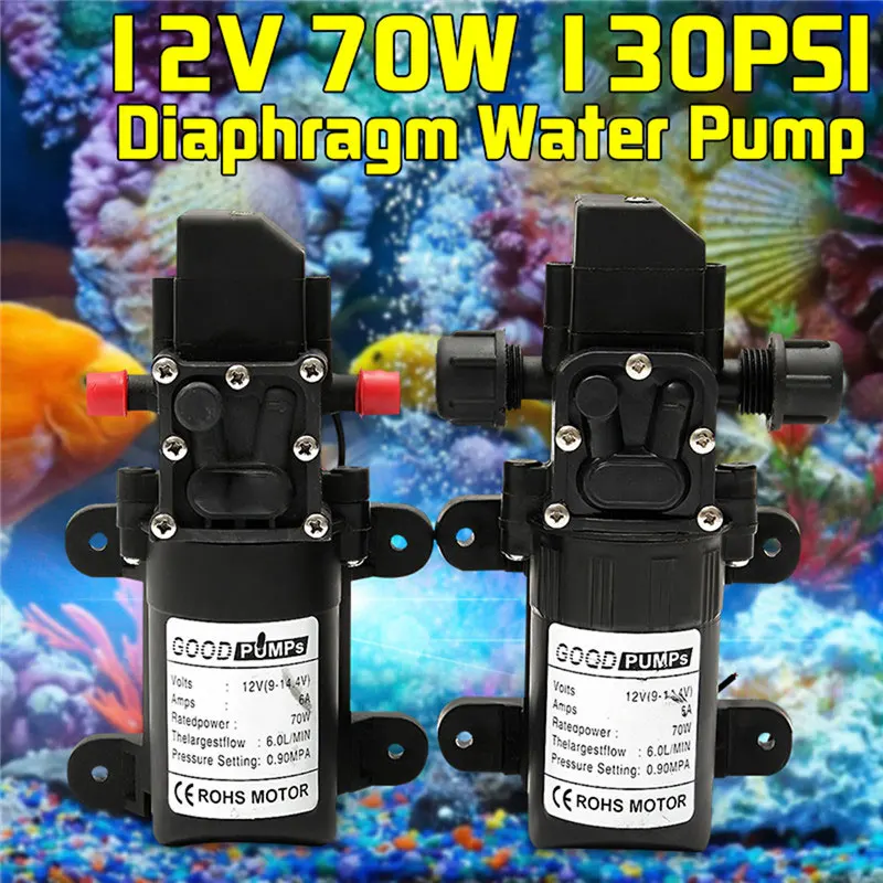 DC 12V 130PSI 6L/мин воды высокой Давление мембранный Водяной Насос самовсасывающий
