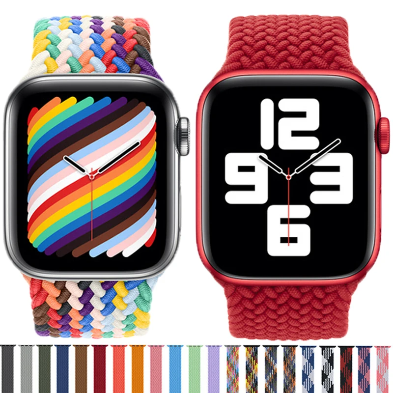 

Braided Solo Loop for Apple Watch Band 44mm 40mm 38mm 42mm Elastic Smartwatch Nylon Belt Bracelet on IWatch Series 5 4 6 3 Strap