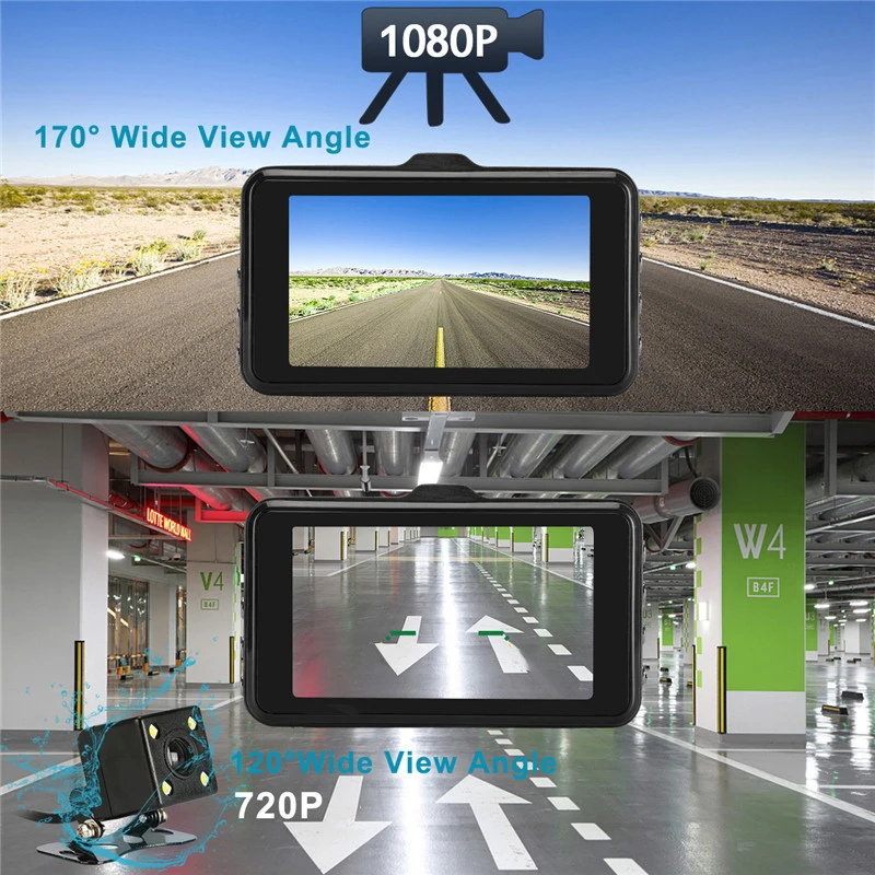 FHD 1080P Dash Cam 3 дюймов IPS Видеорегистраторы для автомобилей вождения Регистраторы