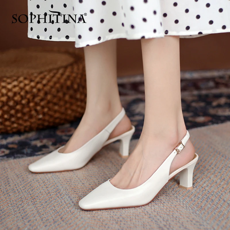 

Сандалии SOPHITINA женские из натуральной кожи, модная повседневная Летняя обувь с ремешком сзади, большие размеры 33-43, DO342