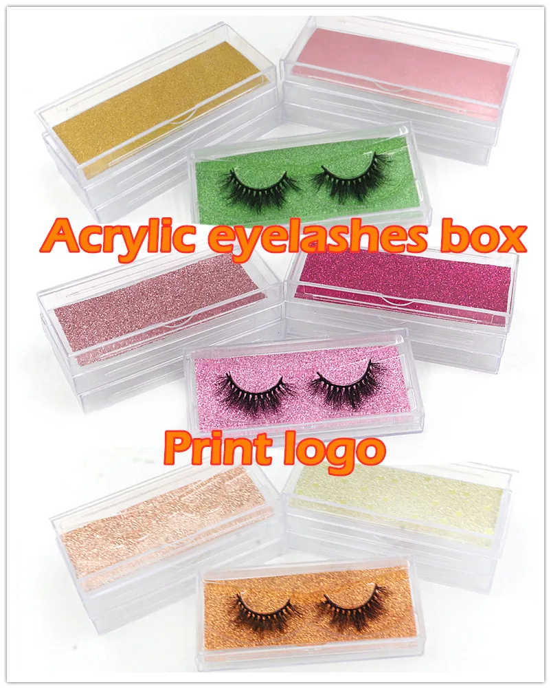 

wholesale Acrylic calse eyelash packaging boxes Transparent pull box custom logo faux cils 25mm mink eyelashes holographic case