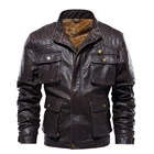 Мужская Байкерская кожаная куртка, винтажная куртка с несколькими карманами, 5XL, для осени и зимы