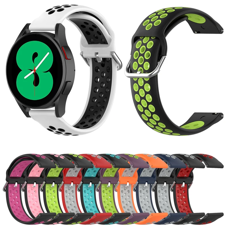 Ремешок силиконовый для Samsung Galaxy Watch 4 classic 42 мм/46 мм двухцветный браслет galaxy 40 44 20 |
