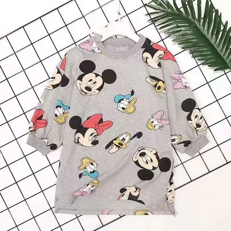 Детское Хлопковое платье с длинным рукавом принтом Микки | Детская одежда и обувь