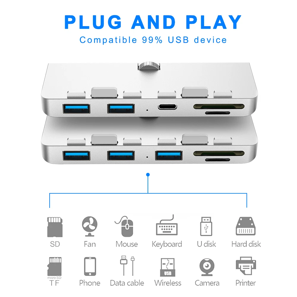 Концентратор usb 3 0 Rocketek из алюминиевого сплава портовый адаптер сплиттер с SD/TF