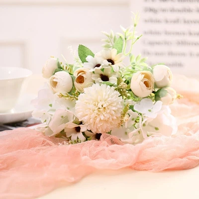 white champagne 19 Цвета 8/9 шт. 12 шт./компл. 25x16 см искусственные цветы розы свадебные букет шелковых цветок DIY домашний Декор розовыми цветами - Цвет: white champagne