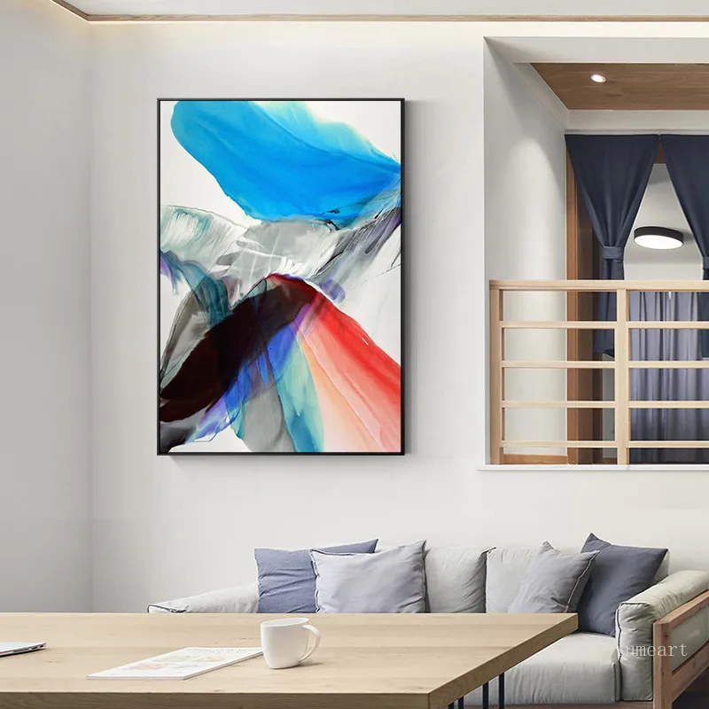 Абстрактные красочные художественные картины на холсте с перьями для гостиной