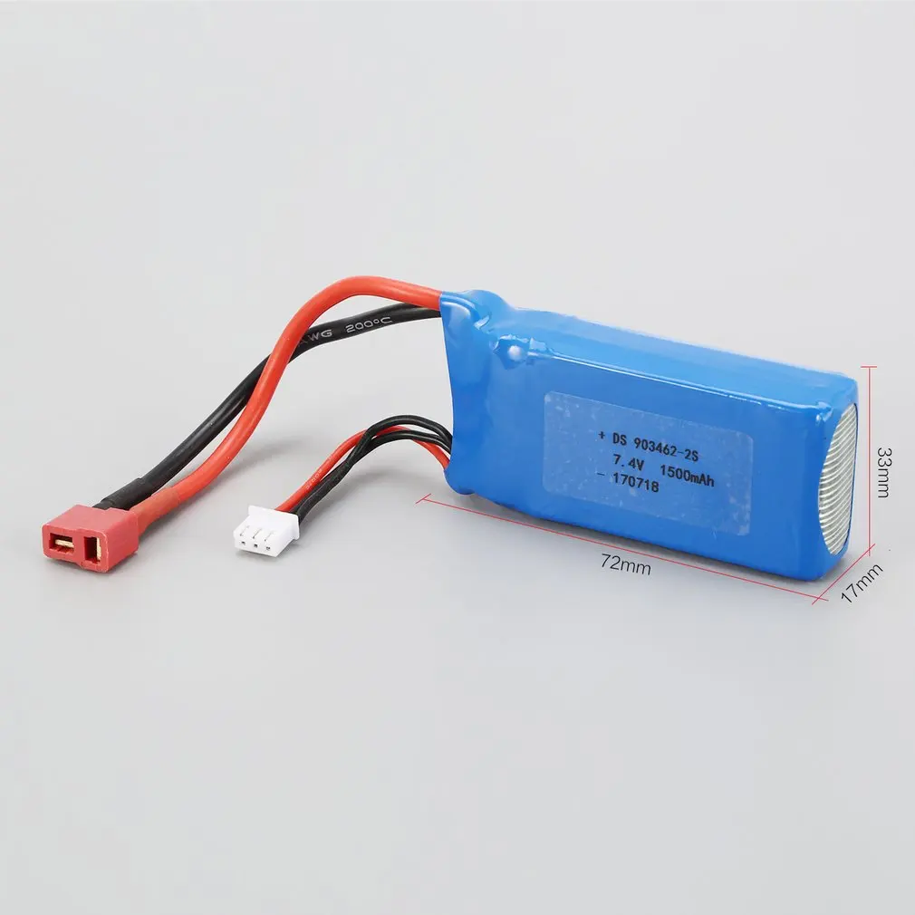 

2pcs 7.4V 1500mAh 25C 2S Lipo Battery T Plug Rechargeable For Wltoys 12423 12428 RC Car Airplane Drone Helicopter Model