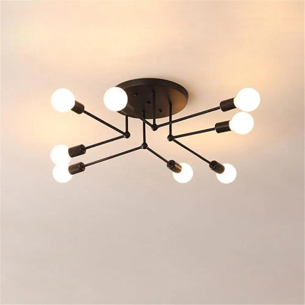 Винтажный черный промышленный потолочный светильник с 6 креплениями антикварный